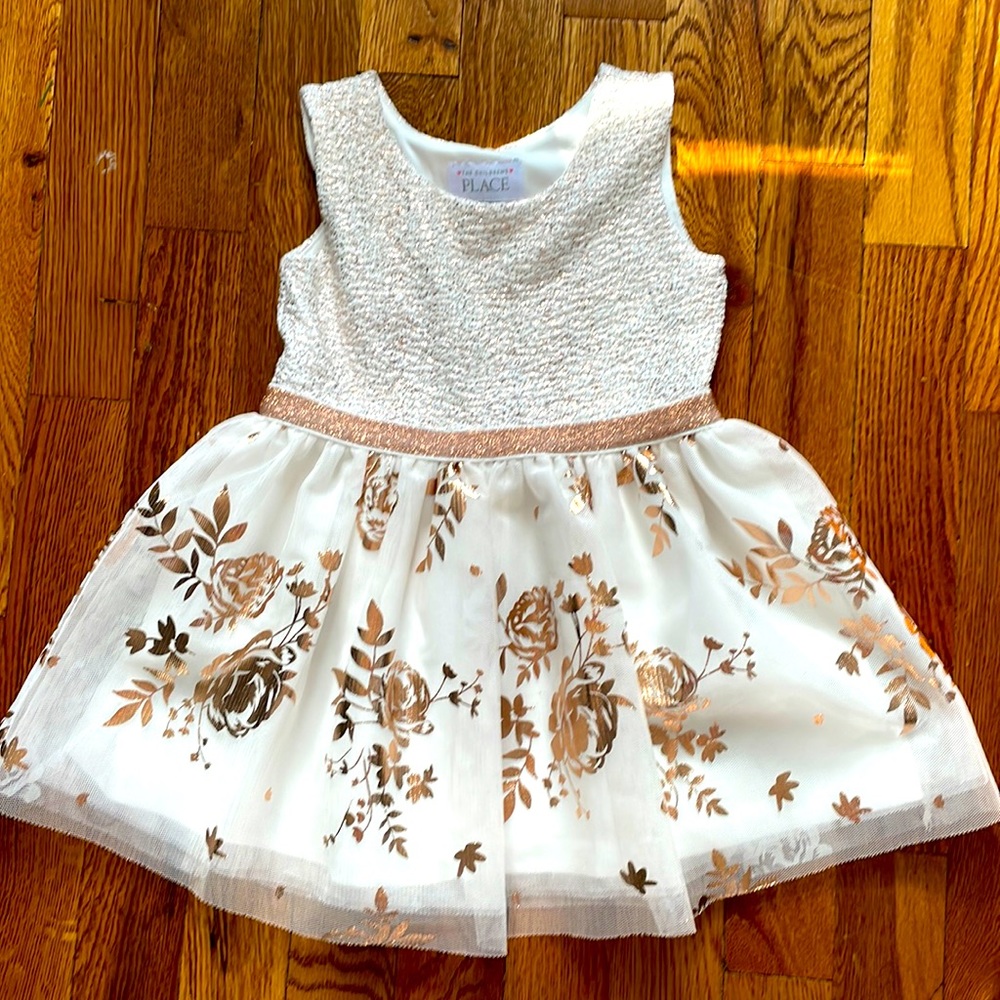 Girls 2T Easter or Wedding Dress: Rose gold and ivory